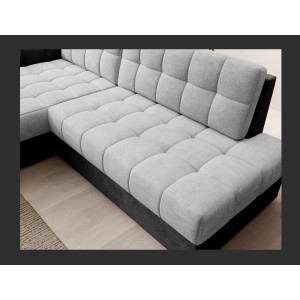 Canapé d’angle convertible CUBITO gris et noir 240 cm avec coffre de rangement 