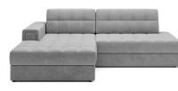Canapé d’angle convertible CUBITO gris 240 cm avec coffre de rangement angle gauche 