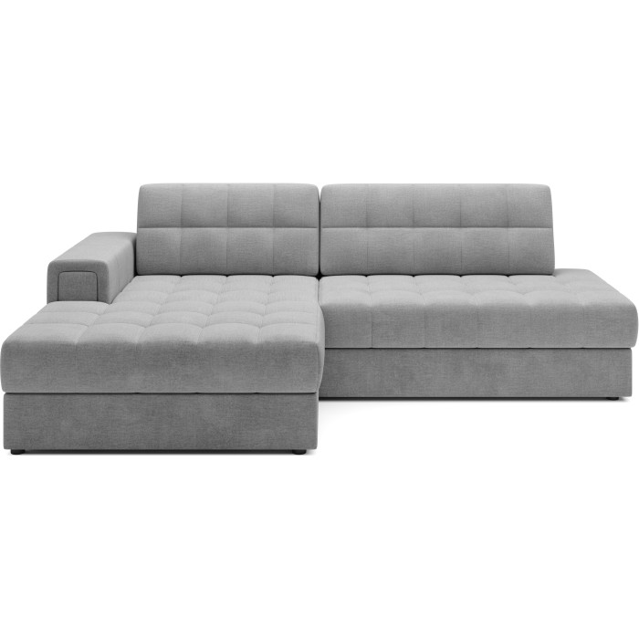 Canapé d’angle convertible CUBITO gris 240 cm avec coffre de rangement angle gauche 