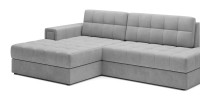 Canapé d’angle convertible CUBITO gris 240 cm avec coffre de rangement angle gauche 