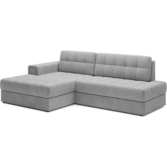 Canapé d’angle convertible CUBITO gris 240 cm avec coffre de rangement angle gauche 