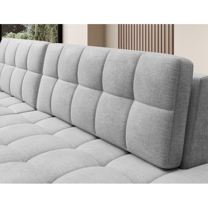 Canapé d’angle convertible CUBITO gris 240 cm avec coffre de rangement angle gauche 