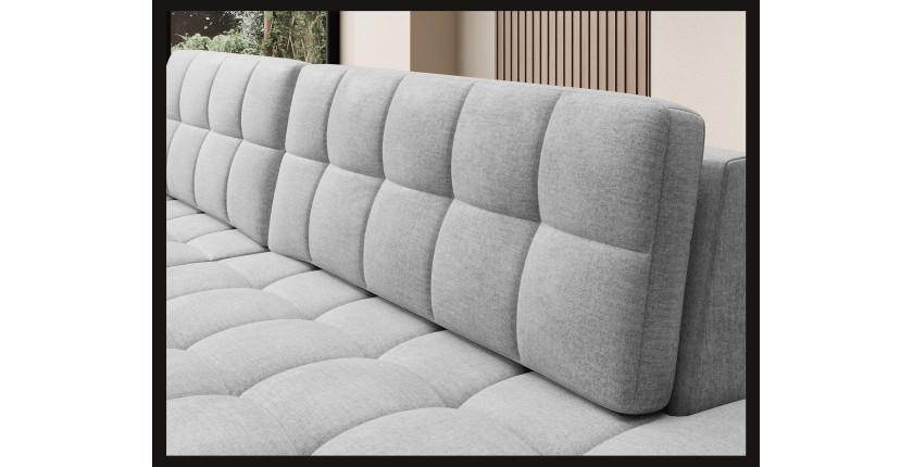 Canapé d’angle convertible CUBITO gris 240 cm avec coffre de rangement angle gauche 