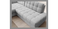 Canapé d’angle convertible CUBITO gris 240 cm avec coffre de rangement angle gauche 