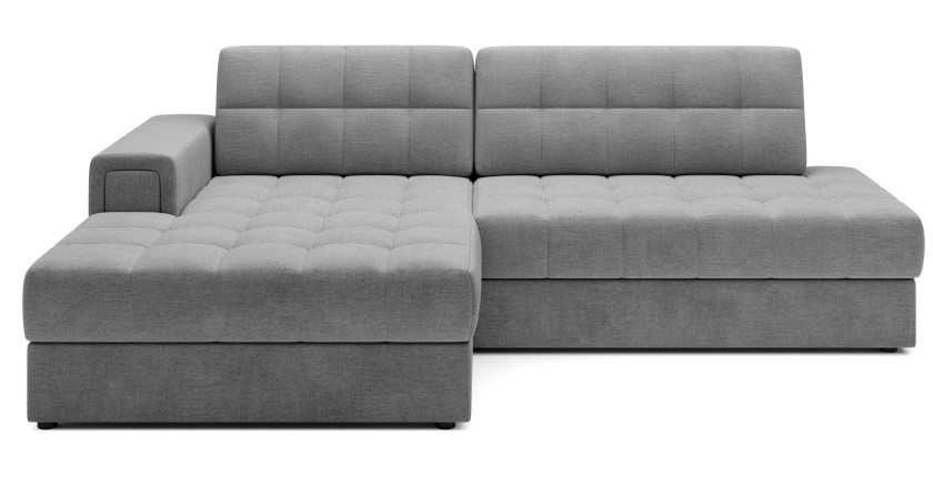 Canapé d’angle convertible CUBITO gris foncé 240 cm avec coffre de rangement angle gauche 