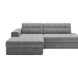 Canapé d’angle convertible CUBITO gris foncé 240 cm avec coffre de rangement angle gauche 