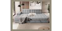 Canapé d’angle convertible CUBITO gris foncé 240 cm avec coffre de rangement angle gauche 