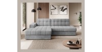 Canapé d’angle convertible CUBITO gris foncé 240 cm avec coffre de rangement angle gauche 