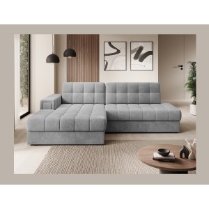 Canapé d’angle convertible CUBITO gris foncé 240 cm avec coffre de rangement angle gauche 