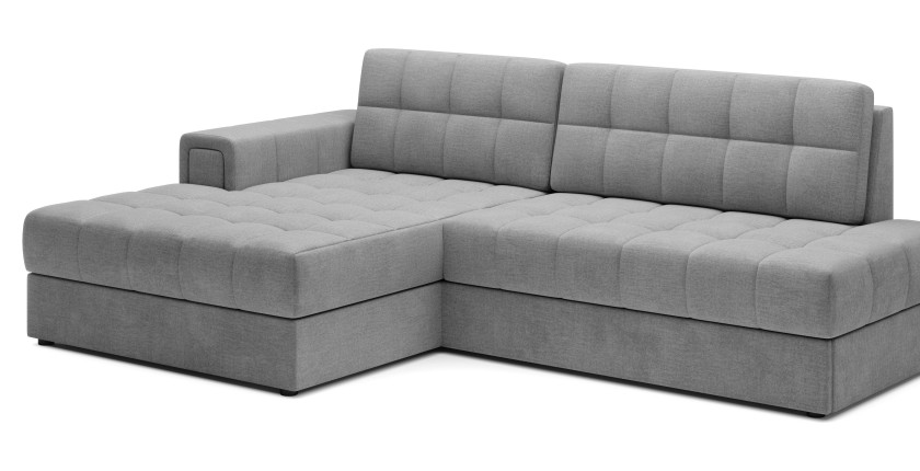 Canapé d’angle convertible CUBITO gris foncé 240 cm avec coffre de rangement angle gauche 