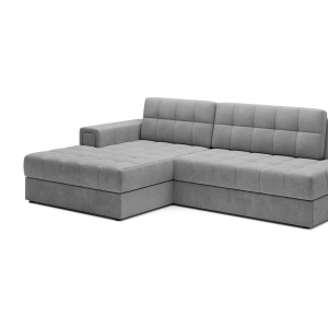 Canapé d’angle convertible CUBITO gris foncé 240 cm avec coffre de rangement angle gauche 