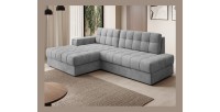 Canapé d’angle convertible CUBITO gris foncé 240 cm avec coffre de rangement angle gauche 