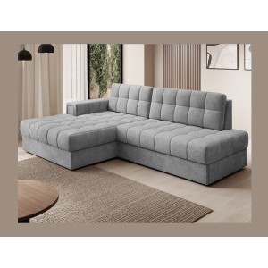 Canapé d’angle convertible CUBITO gris foncé 240 cm avec coffre de rangement angle gauche 