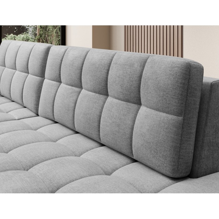 Canapé d’angle convertible CUBITO gris foncé 240 cm avec coffre de rangement angle gauche 
