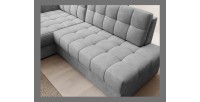 Canapé d’angle convertible CUBITO gris foncé 240 cm avec coffre de rangement angle gauche 