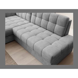 Canapé d’angle convertible CUBITO gris foncé 240 cm avec coffre de rangement angle gauche 
