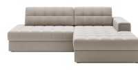 Canapé d’angle convertible CUBITO beige 240 cm avec coffre et couchage