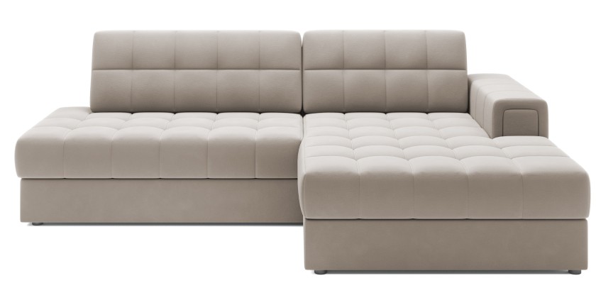 Canapé d’angle convertible CUBITO beige 240 cm avec coffre et couchage