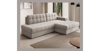 Canapé d’angle convertible CUBITO beige 240 cm avec coffre et couchage