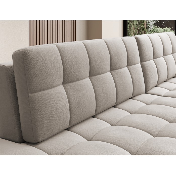 Sofá esquinero convertible CUBITO beige 240 cm con almacenamiento y cama