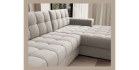 Canapé d’angle convertible CUBITO beige 240 cm avec coffre et couchage