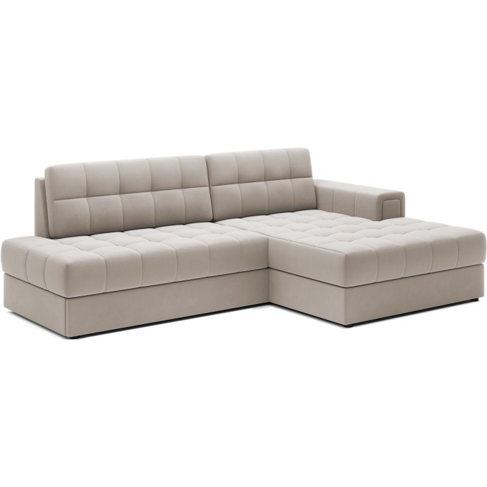 Sofá esquinero convertible CUBITO beige 240 cm con almacenamiento y cama