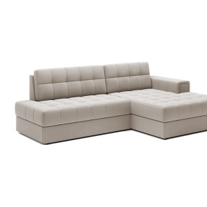 Canapé d’angle convertible CUBITO beige 240 cm avec coffre et couchage