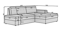 Canapé d’angle convertible CUBITO beige 240 cm avec coffre et couchage