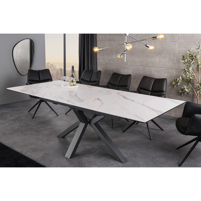 Table LITHOS blanche extensible 160-200cm mise en situation
