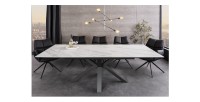 Table LITHOS blanche extensible 160-200cm vue de face avec extension