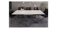 Table LITHOS blanche extensible 160-200cm vue de face