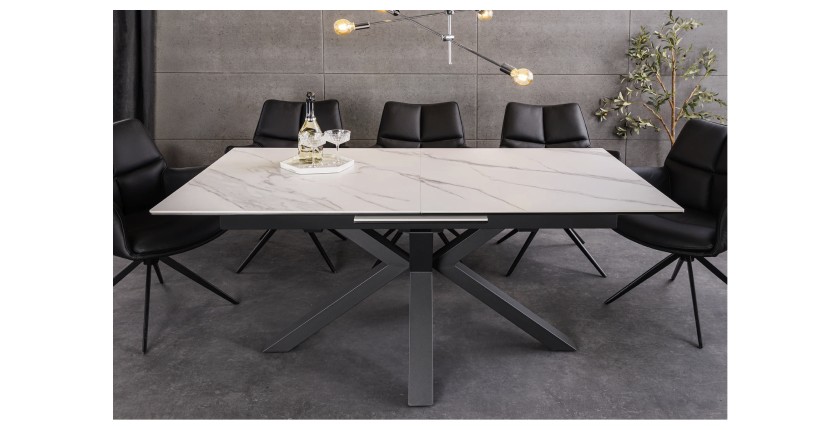 Table LITHOS blanche extensible 160-200cm vue de face