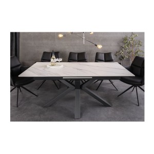 Table LITHOS blanche extensible 160-200cm vue de face