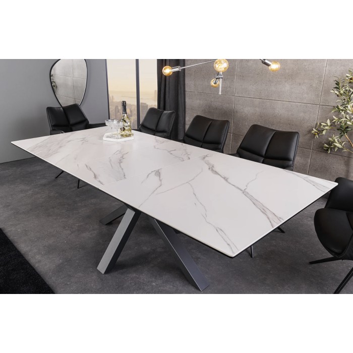 Table LITHOS blanche extensible 160-200cm vue de côté