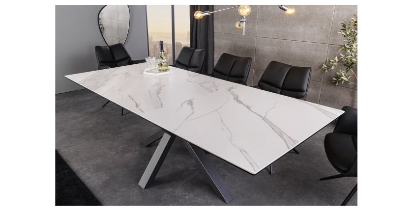 Table LITHOS blanche extensible 160-200cm vue de côté