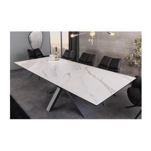 Table LITHOS blanche extensible 160-200cm vue de côté