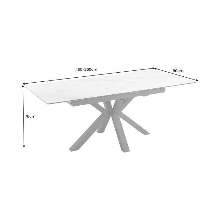 Table LITHOS blanche extensible 160-200cm dimensions