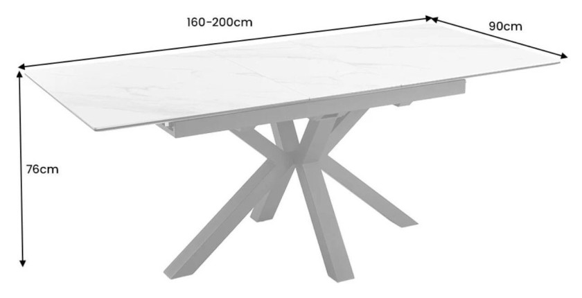 Table LITHOS blanche extensible 160-200cm dimensions