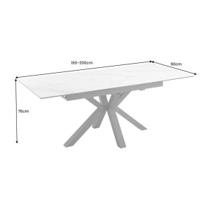 Table LITHOS blanche extensible 160-200cm dimensions