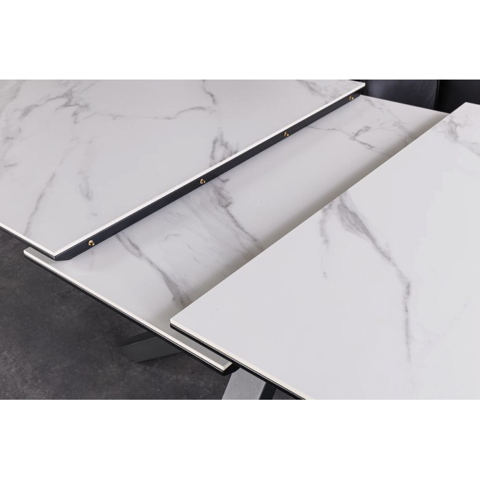 Zoom sur le système d'extension de la table LITHOS blanche extensible 160-200cm
