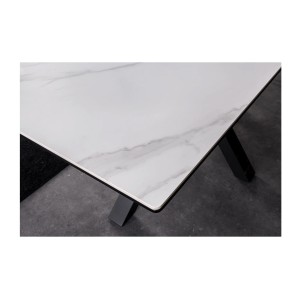 Zoom sur le coin de la table LITHOS blanche extensible 160-200cm