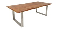 Table ARKAYA 180cm en bois d'acacia avec pieds en U chromés