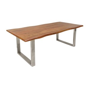 Table ARKAYA 180cm en bois d'acacia avec pieds en U chromés