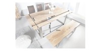 Table ARKAYA 180cm en bois d'acacia avec pieds en U chromés dimensions