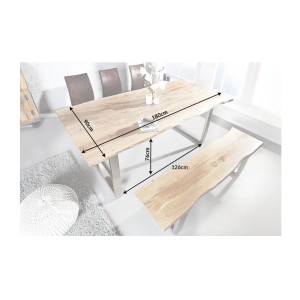 Table ARKAYA 180cm en bois d'acacia avec pieds en U chromés dimensions