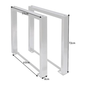 Dimensions des pieds de la table ARKAYA 180cm en bois d'acacia avec pieds en U chromés