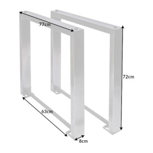 Dimensions des pieds de la table ARKAYA en bois d'acacia avec pieds en U et plateau épais de 35mm