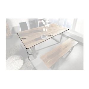 Table ARKAYA en bois d'acacia avec pieds en U et plateau épais de 35mm dimensions