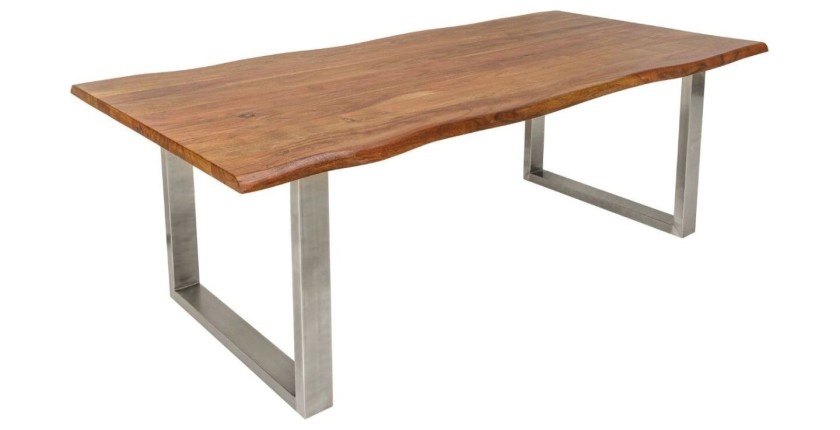 Table ARKAYA en bois d'acacia avec pieds en U et plateau épais de 35mm