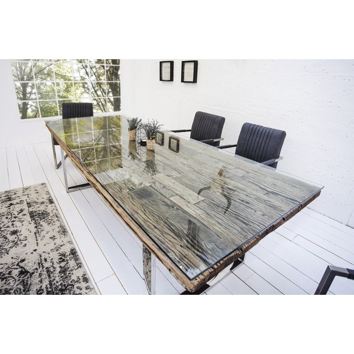 Table RAFTA 203cm avec surplateau en verre vue de haut